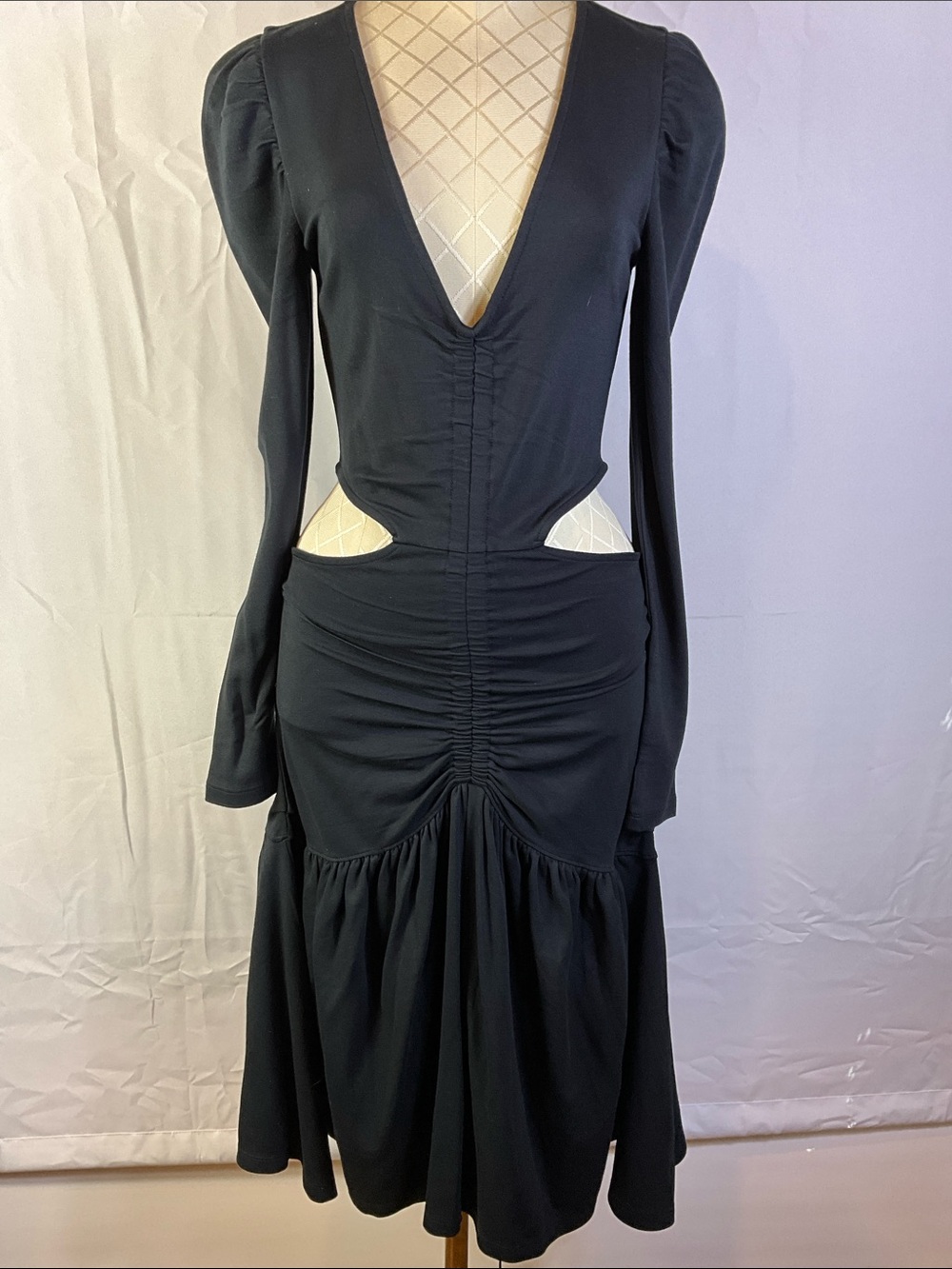The Drop Long Puff Sleeves Cutout Long Midi Dress Size Small